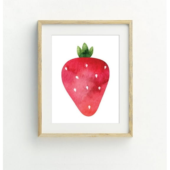 Strawberry Print, Fruit Wall Art, Strawberry Printable, Kitchen Wall Art, minimalist wall art,Interior wall decoration, living room, bedroom, kitchen, frameless 12X16 inches
