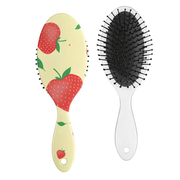 Strawberry Print Hair Brush, Red Berry Pattern Detangling Paddle Brush, Cute Fruit Design