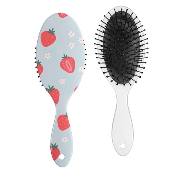Strawberry Print Hair Brush, Red Berry Pattern Detangling Paddle Brush, Cute Fruit Design
