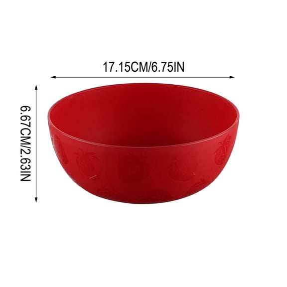 Strawberry Print Round Bowl, Reusable Serving Dish for Cereal Snacks Fruit, Stackable Kitchen Countertop Tableware, 17cm YYUZH
