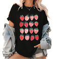 thumbnail image 1 of Strawberry Print Tee T-Shirt Top Comfortable and well-fitting Short Sleeve Round Neck Black S-5XL, 1 of 5