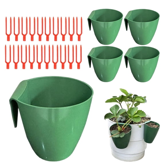 Strawberry Propagation Cups Set, Small Plant Nursery Pots With Vine Press Forks, Runner Rooting & Transplant System, Breathable Drainage Planter Kit For Garden Balcony Greenhouse, 5 Cups + 20 Forks