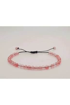 Strawberry Quartz Bracelet, Handmade Semi Precious Gemstone 4mm