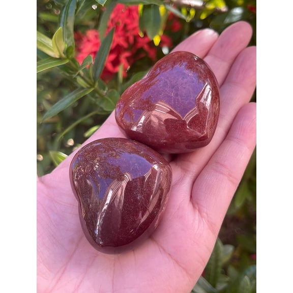 Strawberry Quartz Gemstone Hearts, Polished Strawberry Quartz Puffy Hearts, Strawberry Quartz Palm Stone, Strawberry Quartz Heart (1 Heart)