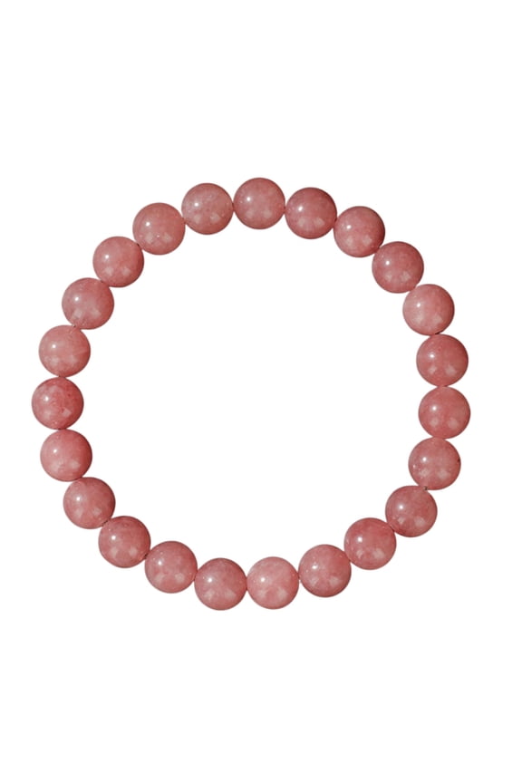 Strawberry Quartz Healing Crystal Bracelet for Women Men, 8mm Natural Gemstone Stretch Beaded Bracelet for Love, Attraction, Self Love, Relationship, Valentine Gift