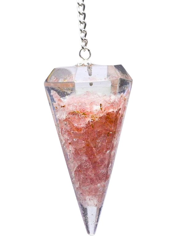Strawberry Quartz Orgone Crystal Pendulums for Divination and Dowsing