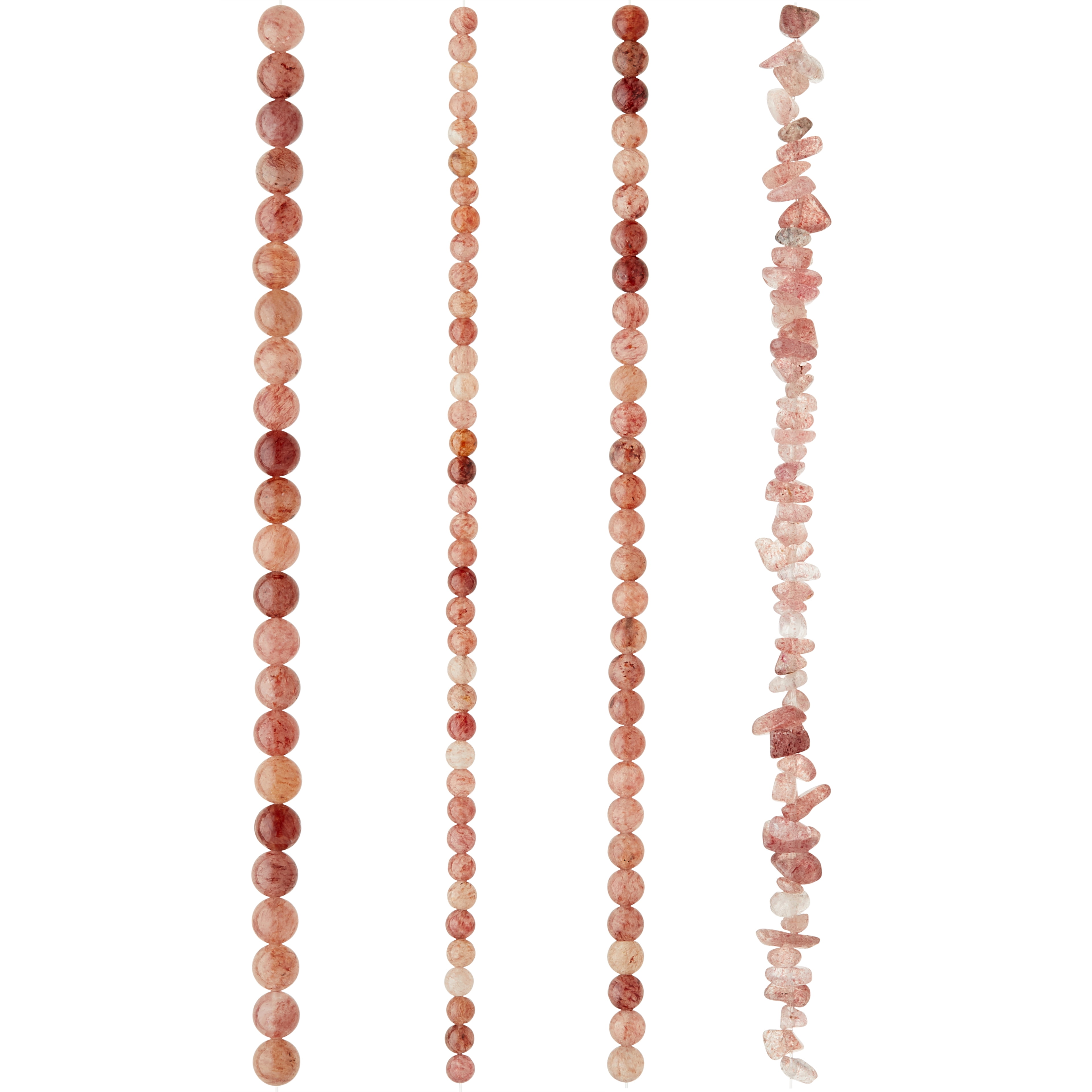 Round and Nugget Strawberry Quartz Semi-Precious Beads Value Pack