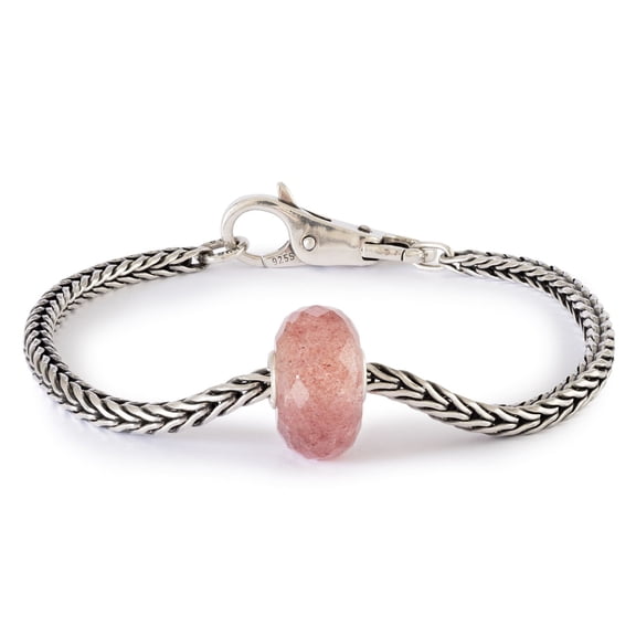 Trollbeads Jewelry, Silver Strawberry Quartz Charm Bracelet, Size 7.9"