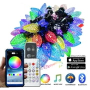 Strawberry RGB Color Changing Smart LED Bluetooth Christmas Lights - Google &amp; Apple APP Christmas Tree Lights - Changes Colors، Animation، More - 16.4FT 25 Lights