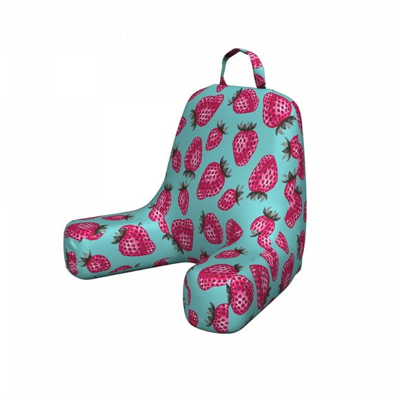 Strawberry Reading Pillow Cover, Repeating Pattern with Abstract Modern Design Summer Fruit, Unstuffed Printed Bed Rest Case from Soft Fabric, Small, Magenta Grey and Seafoam, by Ambesonne