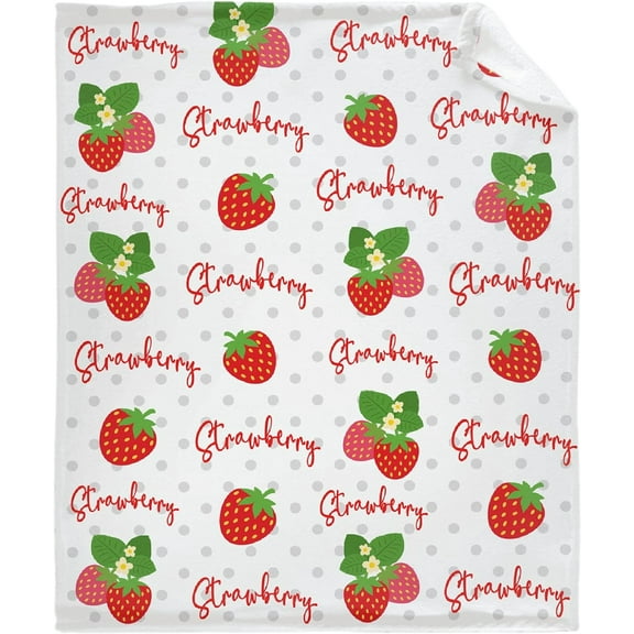 Strawberry Red Pink Blanket Flannel Lightweight Fleece Soft Cozy Gifts Throws Fuzzy Warm Cozy Bedding Blankets for All Season in Home Bed Sofa 30"x40"