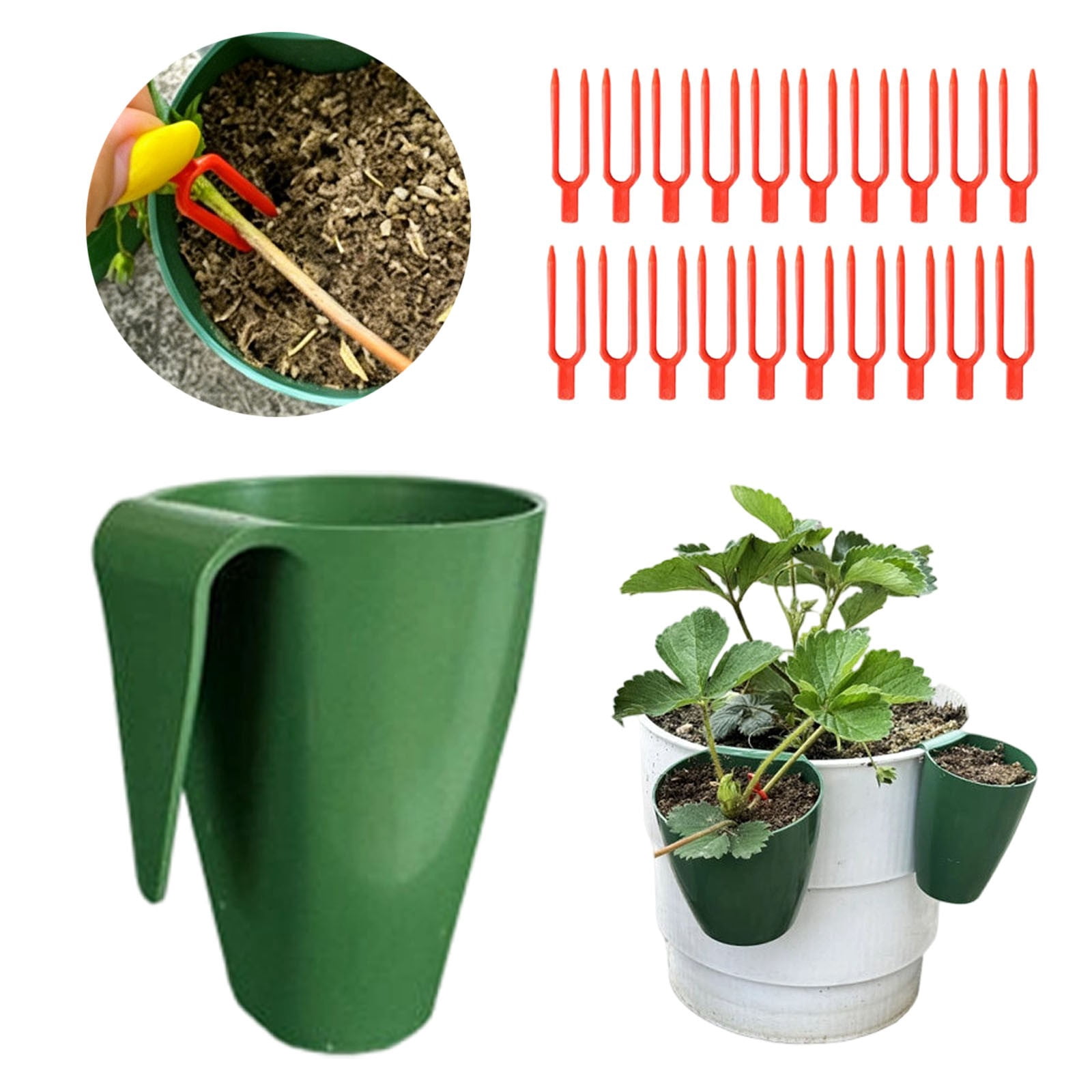 Strawberry Rooting Cup Kit with 20 Forks for Plant Propagation, Hanging Transplant Grow Station for Garden