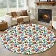 thumbnail image 1 of Strawberry Round Area Rug 7 FT, Non Slip Living Room Area Carpet, Summer Botanical Blue Spring Floral Washable Soft Circular Rug Non-Shedding Floor Carpet for Bedside Office Play Room Classroom, 1 of 9