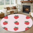 thumbnail image 1 of Strawberry Round Rug 5ft Washable Circle Kitchen Rugs Non Slip Watercolor Red Pink Summer Fruits Large Area Rug Indoor Floor Carpet for Bedroom Living Room Home Office Dining Room Nursery, 1 of 8