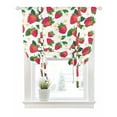 thumbnail image 1 of Strawberry Rustic Tie Up Curtains for Window, Thermal Insulated Balloon Shade Adjustable Rod Pocket Curtains Valance Panels for Kitchen Bathroom Cafe 46 x 63 Spring Summer Floral Fruit, 1 of 6