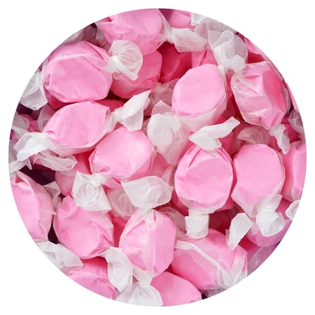 Strawberry Salt Water Taffy, 1 Pound Bulk Bag, Pink Taffy, Individually Wrapped Pink Candy