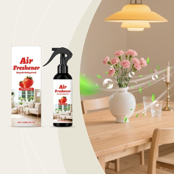 Strawberry Scented Air Freshener - Long-Lasting Sweet Fragrance Spray for Room & Office, Instant Fresh Air Deodorizer, Portable Non-Toxic Air Freshener for Home & Workspace, 120ml, White