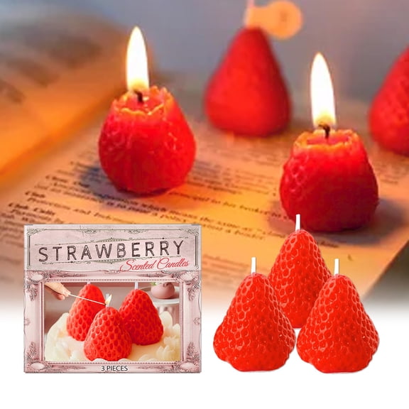 Strawberry Scented Candle, Creative Hand-Painted Fruit Shape Fragrant Candle for Home Decor, Birthday Gift for Women, Party Favor, New Year GiftAs Shown