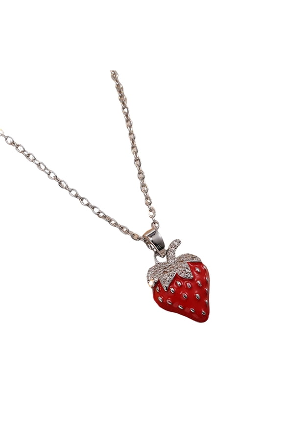 Strawberry Shape Pendant Necklace Trendy Women Accessory Fruit Chain Jewelry Perfect for Casual and Special Occasion