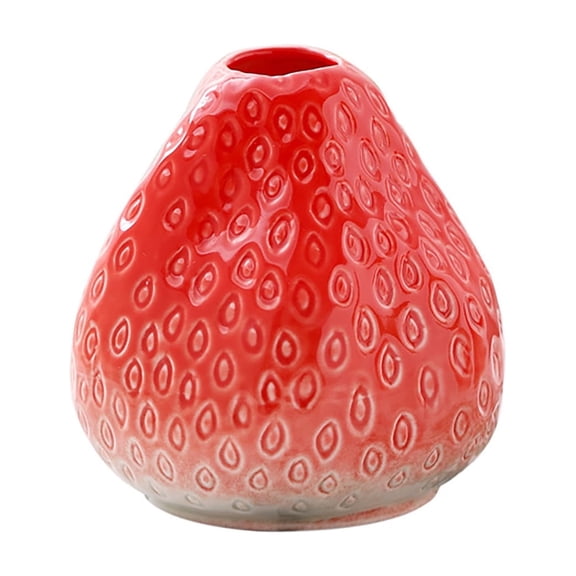 Strawberry-Shaped Ceramic Vase – Cute Tabletop Flower Pot for Hydroponics, Desk, Wedding Centerpiece, Home Decor Gift