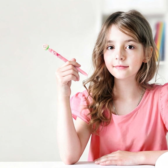 Strawberry Shaped Erasable Gel Pen Retractable 0.5mm Blue Ink Smooth Writing