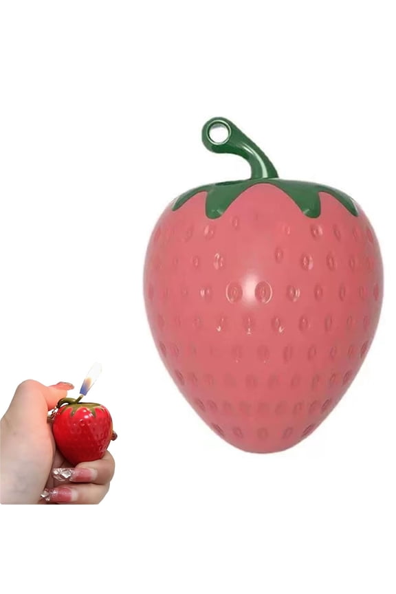 Strawberry-Shaped Mini Lighter, Creative Refillable Butane Lighter with Soft Flame, Adjustable Flame, Keychain Attachment, Cute Aesthetic Pocket Lighter(RL Pink 1PC)