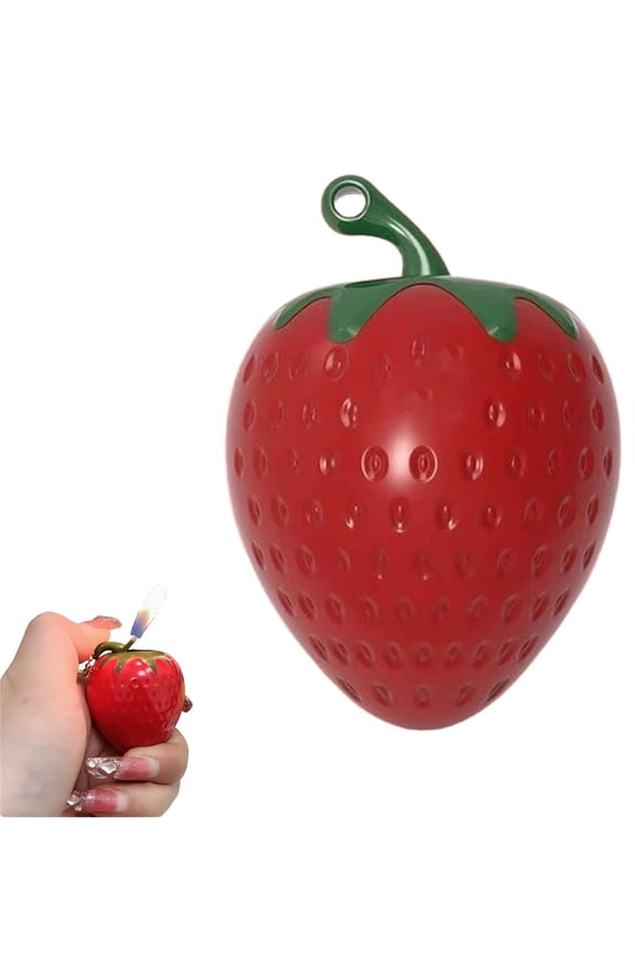 Strawberry-Shaped Mini Lighter, Creative Refillable Butane Lighter with Soft Flame, Adjustable Flame, Keychain Attachment, Cute Aesthetic Pocket Lighter(RL Red 1PC)