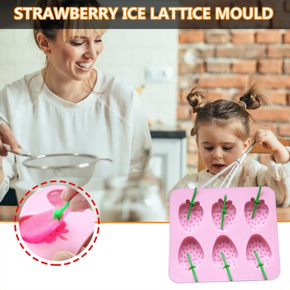 Strawberry-Shaped Silicone Ice Tray, Summer Ice Cube Mold, Cake Decorating Tray, Includes 1 Ice Tray