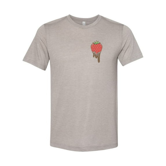 "Strawberry Shirt, Chocolate Strawberry, Unisex, Soft Bella Canvas, Strawberry Lover, Heather Stone, LARGE"