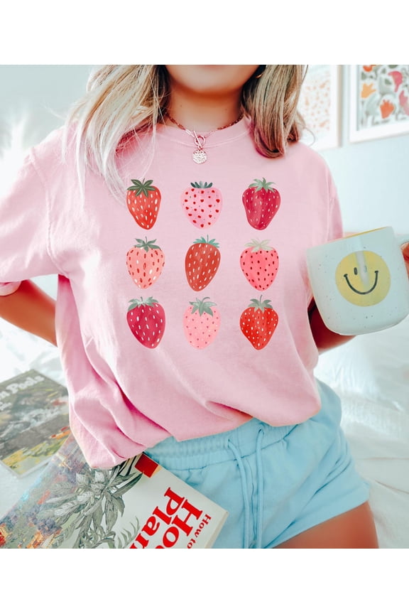 Strawberry Shirt, Fruit Aesthetic T-Shirt, Summer Strawberry Tee, Cute Berry Graphic, Coquette Fruit T-shirt, Cottagecore Design All Size S-5Xl