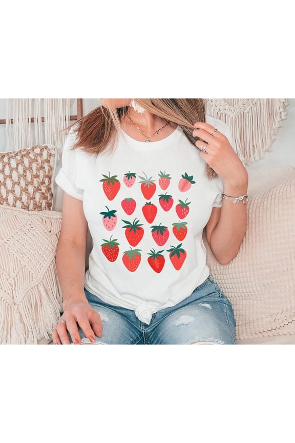 Strawberry Shirt, Strawberry Clothes ,Strawberry Tee, Garden Shirt ,Aesthetic Clothing, Cottagecore Clothes,Botanical Shirt,Strawberry Print Sweatshirt All Size S-5XL