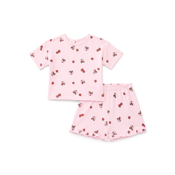 Strawberry Shortcake Baby Girls Textured Knit Top and Ruffle Shorts Set, 2-Piece, Sizes 0M-24M