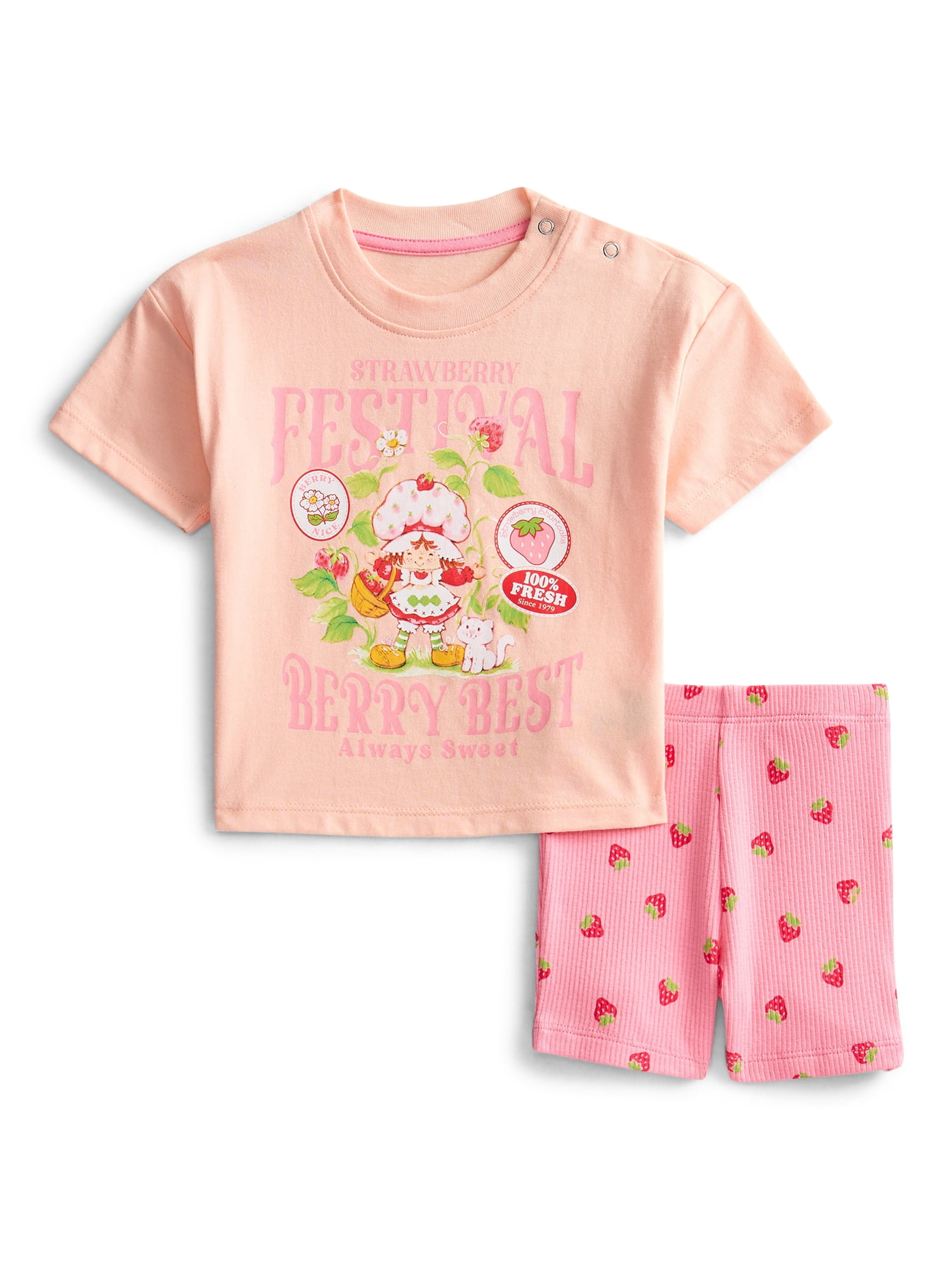 Strawberry Shortcake Baby Girls Graphic Tee and Bike Shorts Set, 2-Piece, Sizes 0/3M-6/9M