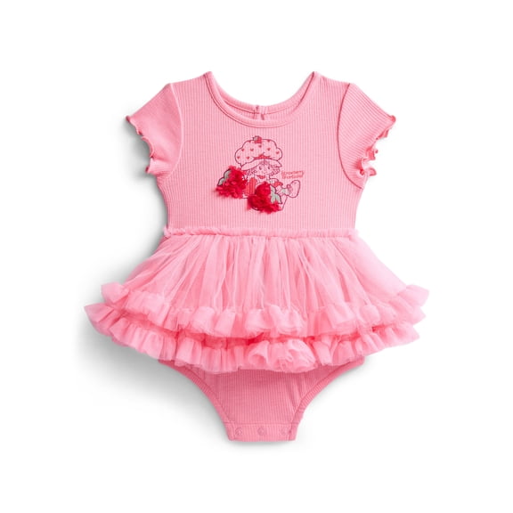 Strawberry Shortcake Baby Girls Graphic Tutu Dress Bodysuit with Short Sleeves, Sizes 0/3M-6/9M