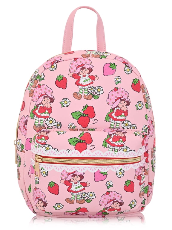 Strawberry Shortcake Backpack for Women, Men, Unisex Cute PU Leather 10" Mini Backpack Purse Shoulder Purse Strawberry Shortcake Bag and Accessories