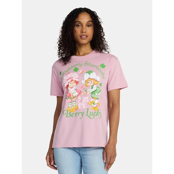 Strawberry Shortcake Berry Lucky Women's Plus Graphic Tee with Short Sleeves, Sizes 1X-4X