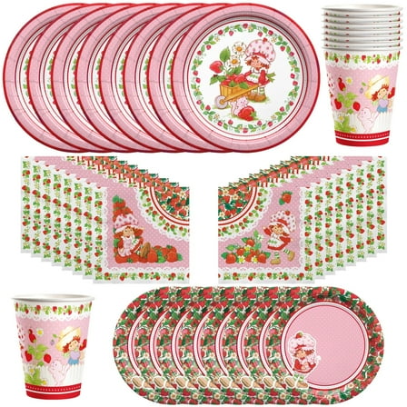 Strawberry Shortcake Birthday Supplies Tableware Classic Set for 24 Guests