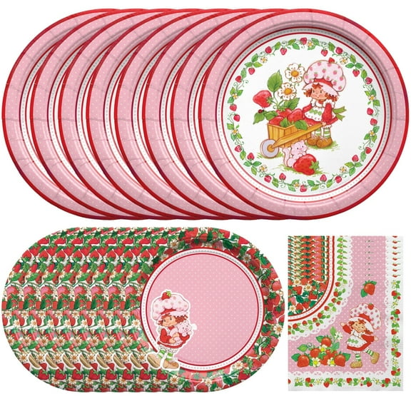 Strawberry Shortcake Birthday Supplies Tableware Starter Set for 16 Guests
