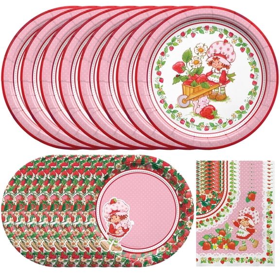 Strawberry Shortcake Birthday Supplies Tableware Starter Set for 24 Guests