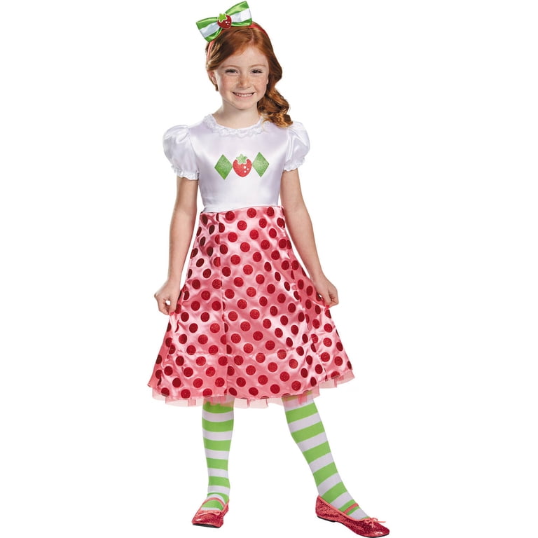 Girl's Strawberry Shortcake Costume - Classic Halloween Dress-Up Set With Hat, Bloomers & Tights (X-Small)