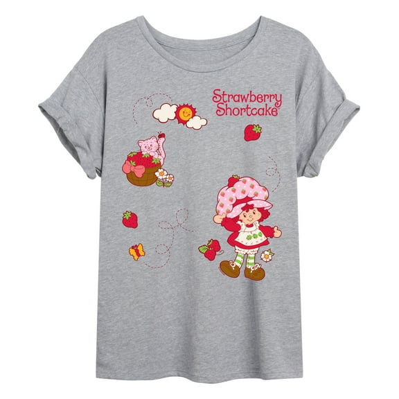 Strawberry Shortcake - Custard And Flowers - Women's Oversized Graphic T-Shirt
