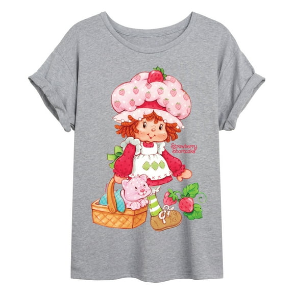 Strawberry Shortcake - Custard In Basket - Women's Oversized Graphic T-Shirt