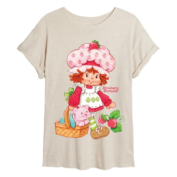 Strawberry Shortcake - Custard In Basket - Women's Oversized Graphic T-Shirt