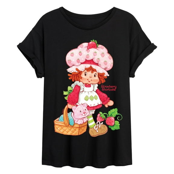 Strawberry Shortcake - Custard In Basket - Women's Oversized Graphic T-Shirt