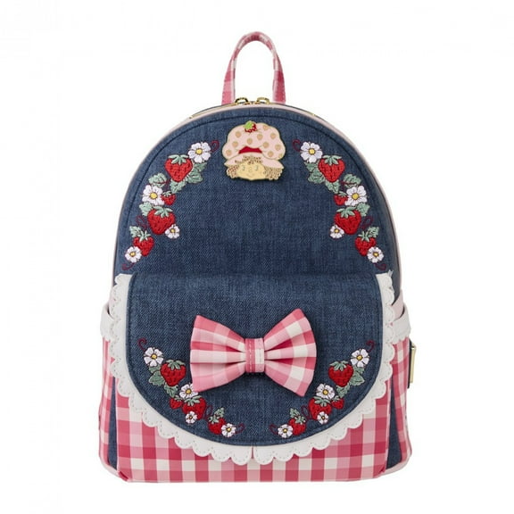 Strawberry Shortcake Denim Gingham Mini Backpack Loungefly