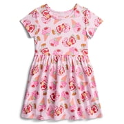 Strawberry Shortcake Girls Allover Print Dress with Short Sleeves, Sizes 4-12