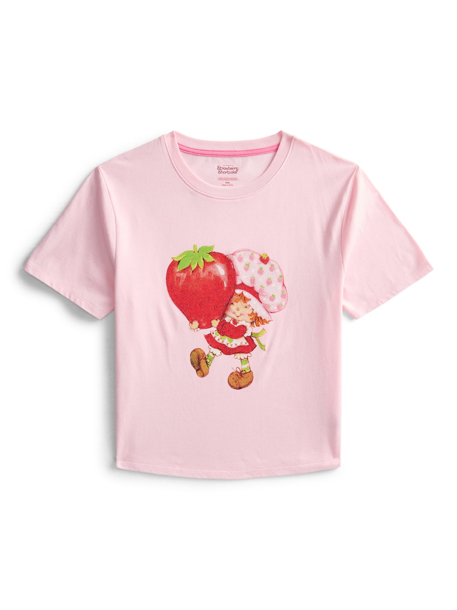 Strawberry Shortcake Girls Embellished Graphic Tee with Short Sleeves, Sizes 4-16