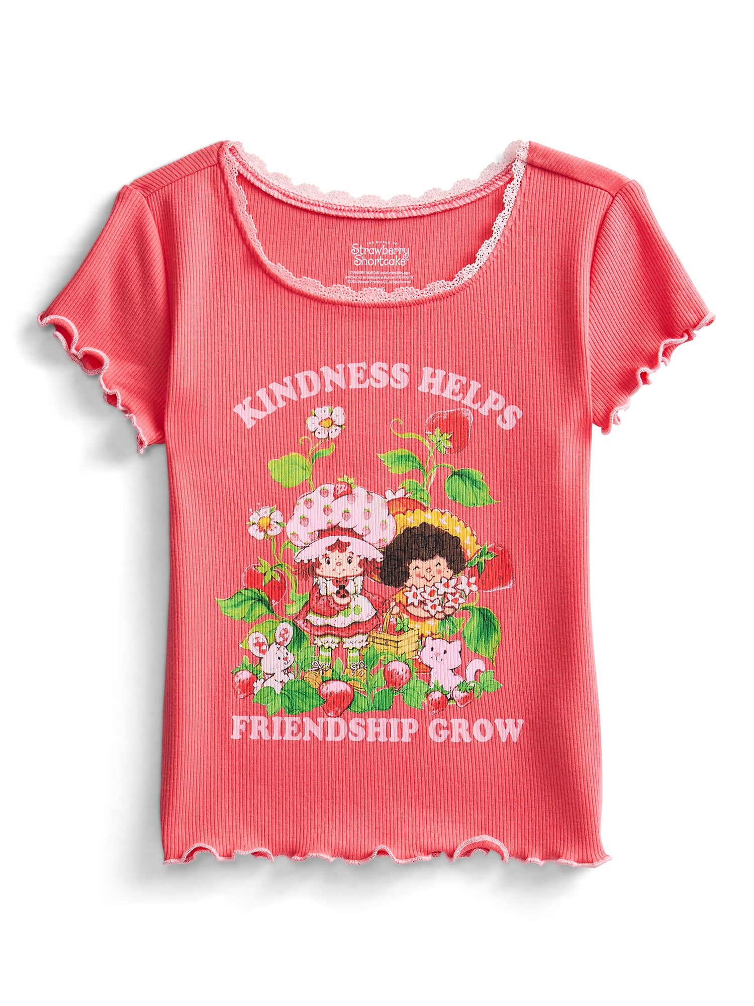 Strawberry Shortcake Girls Purl Edge Graphic Tee with Short Sleeves, Sizes 4-16