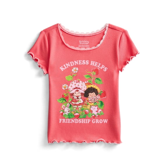 Strawberry Shortcake Girls Purl Edge Graphic Tee with Short Sleeves, Sizes 4-16