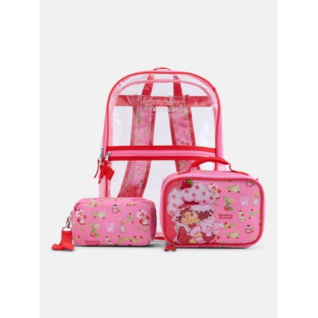 Strawberry Shortcake Kids’ Clear Backpack Set with Lunch Bag and Pencil Pouch, 3 Piece